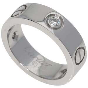 CARTIER Authentic 18k Silver Diamond Love Ring #49